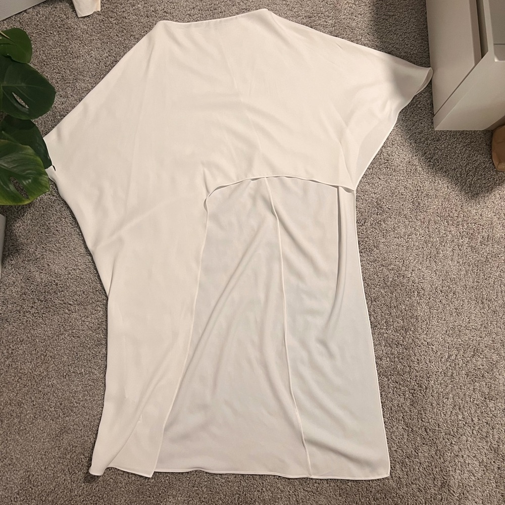 Zara White Asymmetrical Long Cape Blouse Dress